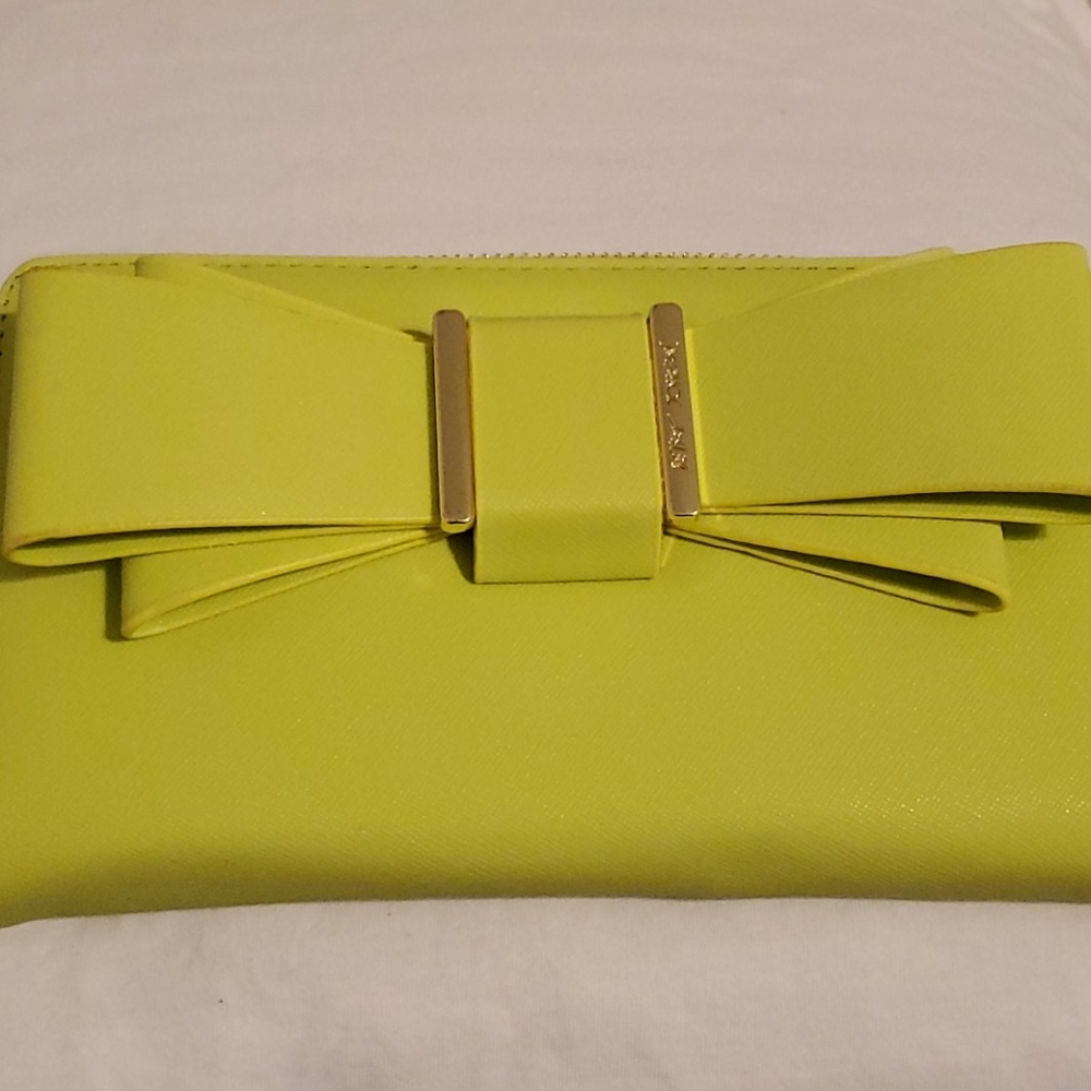 Betsey Johnson wristlet wallet/ yellow lime .